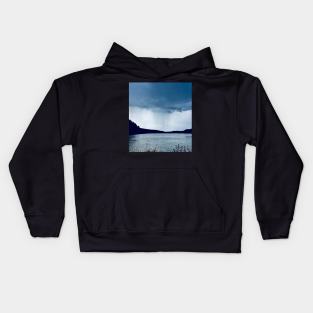 Stormy lake dramatic sky. Kids Hoodie